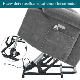Electric Power Lift Recliner Chair with Heating, Built-in USB Charging Ports, Storage Pocket, Chic Massage Chair with Easy Assembly, Grey - Aosom UK - thumbnail 8