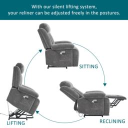 Electric Power Lift Recliner Chair with Heating, Built-in USB Charging Ports, Storage Pocket, Chic Massage Chair with Easy Assembly, Grey - Aosom UK - thumbnail 4