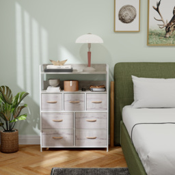 HOMCOM Rustic Chest of Seven Fabric Drawers - Natural Wood Finish - thumbnail 8