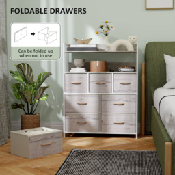 HOMCOM Rustic Chest of Seven Fabric Drawers - Natural Wood Finish - thumbnail 6