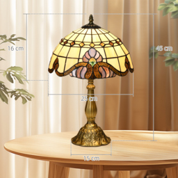 HOMCOM Stained Glass Bedroom Table Lamp, Handmade Antique Bedside Light, Decorative Night Light for Bedroom, Living Room, Home - Aosom UK - thumbnail 3