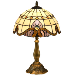 HOMCOM Stained Glass Bedroom Table Lamp, Handmade Antique Bedside Light, Decorative Night Light for Bedroom, Living Room, Home - Aosom UK - thumbnail 1