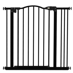 PawHut Dog Gate Baby Gates for Dogs Pet Gate with Metal Adjustable Frame & Double Locking System, 74-87Wcm, Black - Aosom UK
