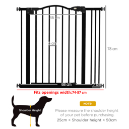 PawHut Dog Gate Baby Gates for Dogs Pet Gate with Metal Adjustable Frame & Double Locking System, 74-87Wcm, Black - Aosom UK - thumbnail 3