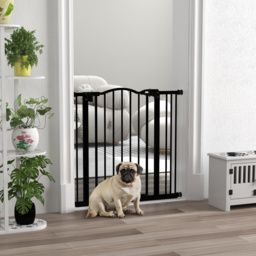 PawHut Dog Gate Baby Gates for Dogs Pet Gate with Metal Adjustable Frame & Double Locking System, 74-87Wcm, Black - Aosom UK - thumbnail 2
