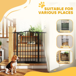 PawHut Dog Gate Baby Gates for Dogs Pet Gate with Metal Adjustable Frame & Double Locking System, 74-87Wcm, Black - Aosom UK - thumbnail 8