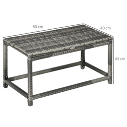 Outsunny Rattan Outdoor Coffee Table, Garden Side Table with Underneath Storage, X-Shape Support, Patio Furniture, Mixed Grey - Aosom UK - thumbnail 3