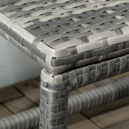 Outsunny Rattan Outdoor Coffee Table, Garden Side Table with Underneath Storage, X-Shape Support, Patio Furniture, Mixed Grey - Aosom UK - thumbnail 8