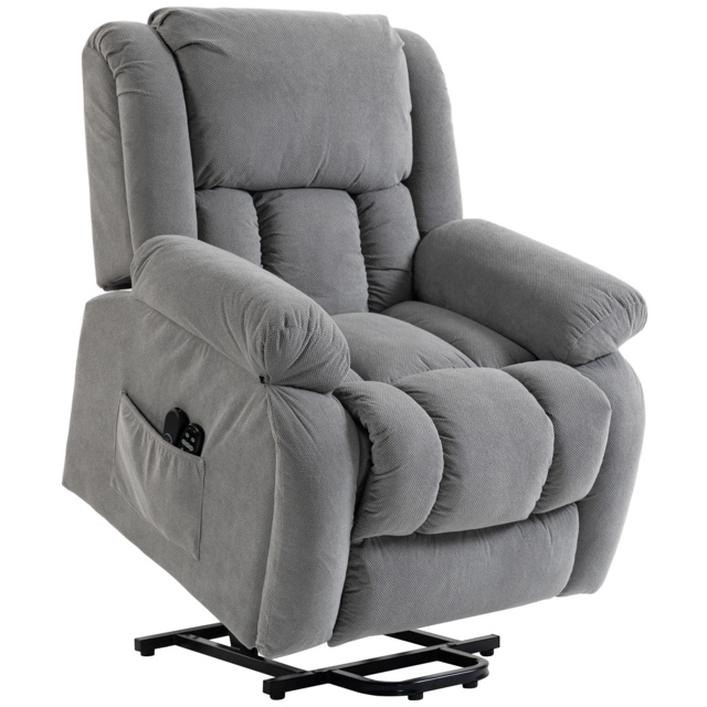 HOMCOM Recliner Armchair Lift Chair, Electric Recliner Chair with Vibration Massage and Heat, Wide Seat, USB Port, Light Grey - image 1