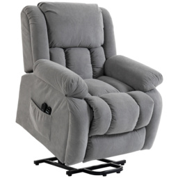 HOMCOM Recliner Armchair Lift Chair, Electric Recliner Chair with Vibration Massage and Heat, Wide Seat, USB Port, Light Grey - thumbnail 1