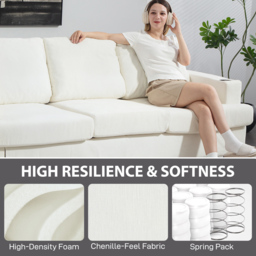 HOMCOM 3 Seater Sofa with USB Ports & Cup Holders - Cream White - thumbnail 6