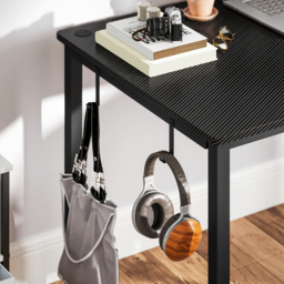 HOMCOM L-Shaped Computer Gaming Desk with Fabric Bag, Hooks and Cable Management, 145 x 81 x 76cm - Black - thumbnail 8