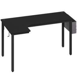 HOMCOM L-Shaped Computer Gaming Desk with Fabric Bag, Hooks and Cable Management, 145 x 81 x 76cm - Black - thumbnail 1