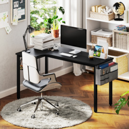 HOMCOM L-Shaped Computer Gaming Desk with Fabric Bag, Hooks and Cable Management, 145 x 81 x 76cm - Black - thumbnail 2
