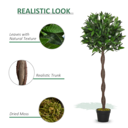 Outsunny Artificial Topiary Bay Laurel Ball Trees, Set of 2, Decorative Plant with Nursery Pot, for Indoor Outdoor Use, 120cm - Aosom UK - thumbnail 5