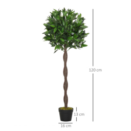 Outsunny Artificial Topiary Bay Laurel Ball Trees, Set of 2, Decorative Plant with Nursery Pot, for Indoor Outdoor Use, 120cm - Aosom UK - thumbnail 3