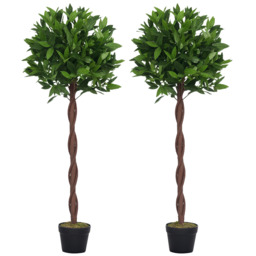 Outsunny Artificial Topiary Bay Laurel Ball Trees, Set of 2, Decorative Plant with Nursery Pot, for Indoor Outdoor Use, 120cm - Aosom UK