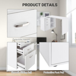 HOMCOM Corner Computer Desk with Drawer, Shelf, and File Cabinet, L-Shaped Workstation, Home Office Desk, White - Aosom UK - thumbnail 8