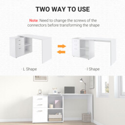 HOMCOM Corner Computer Desk with Drawer, Shelf, and File Cabinet, L-Shaped Workstation, Home Office Desk, White - Aosom UK - thumbnail 6