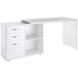 HOMCOM Corner Computer Desk with Drawer, Shelf, and File Cabinet, L-Shaped Workstation, Home Office Desk, White - Aosom UK