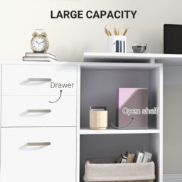 HOMCOM Corner Computer Desk with Drawer, Shelf, and File Cabinet, L-Shaped Workstation, Home Office Desk, White - Aosom UK - thumbnail 4