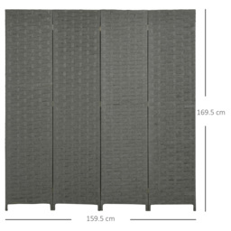 HOMCOM 4-Panel Room Dividers, Wave Fibre Freestanding Folding Privacy Screen Panels, Partition Wall Divider for Office, 170 cm - Aosom UK - thumbnail 3