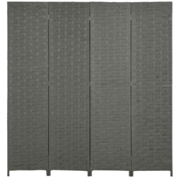 HOMCOM 4-Panel Room Dividers, Wave Fibre Freestanding Folding Privacy Screen Panels, Partition Wall Divider for Office, 170 cm - Aosom UK - thumbnail 1