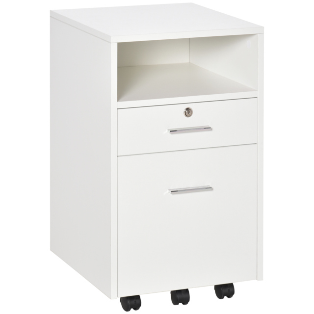 Vinsetto Lockable Mobile File Cabinet Storage Cupboard for Home Office, Bedroom, Living Room with Wheels, 39.5x40x60cm, White - Aosom UK - image 1
