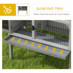 Pawhut Wooden Rabbit Hutch Guinea Pig Hutch Bunny Cage Garden Built in Tray Openable Asphalt Roof Small Animal House 84 x 43 x 70 cm Grey - thumbnail 6
