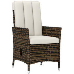 Outsunny Rattan Garden Recliner Chair, Wicker Reclining Armchair with Adjustable Backrest and Cushion, Outdoor Lounge Sun Lounger with Armrests for Patio Balcony Porch, Cream White