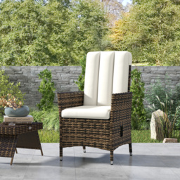 Outsunny Rattan Garden Recliner Chair, Wicker Reclining Armchair with Adjustable Backrest and Cushion, Outdoor Lounge Sun Lounger with Armrests for Patio Balcony Porch, Cream White - thumbnail 8
