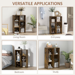 HOMCOM 3-tier 6 Cubes Storage Unit Particle Board Cabinet Bookcase Organiser Home Office Shelves Rustic Brown - Aosom UK - thumbnail 6