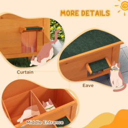 PawHut Feral Cat House, Wooden Insulated with Removable Floor, Water-Resistant Openable Roof - Orange - Aosom UK - thumbnail 7