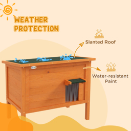 PawHut Feral Cat House, Wooden Insulated with Removable Floor, Water-Resistant Openable Roof - Orange - Aosom UK - thumbnail 6