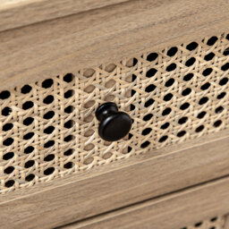 HOMCOM Storage Cabinet, 4-Drawer Unit with Rattan Element for Bedroom, Living Room, 80cm x 35 cmx 95 cm, Wood Effect - Aosom UK - thumbnail 9
