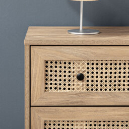 HOMCOM Storage Cabinet, 4-Drawer Unit with Rattan Element for Bedroom, Living Room, 80cm x 35 cmx 95 cm, Wood Effect - Aosom UK - thumbnail 7
