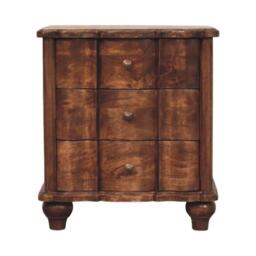 Solid Bedside Cabinet with 3 Drawers, Mango Wood Chest of Drawers with Turned Legs for Bedroom Display, Brown - Aosom UK - thumbnail 2