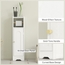 HOMCOM Small Bathroom Storage Cabinet with Toilet Roll Holder - White - thumbnail 7
