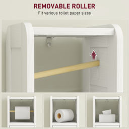 HOMCOM Small Bathroom Storage Cabinet with Toilet Roll Holder - White - thumbnail 6