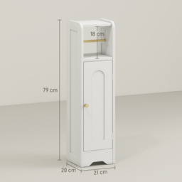 HOMCOM Small Bathroom Storage Cabinet with Toilet Roll Holder - White - thumbnail 3