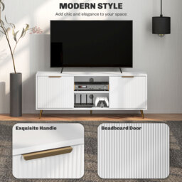 "HOMCOM Modern TV Stand Cabinet for TVs up to 55"", TV Unit with Shelves and Cabinets, Entertainment Centre for Living Room, White - Aosom UK" - thumbnail 4