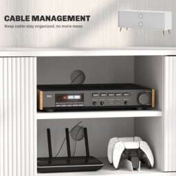 "HOMCOM Modern TV Stand Cabinet for TVs up to 55"", TV Unit with Shelves and Cabinets, Entertainment Centre for Living Room, White - Aosom UK" - thumbnail 6