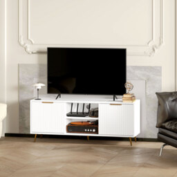 "HOMCOM Modern TV Stand Cabinet for TVs up to 55"", TV Unit with Shelves and Cabinets, Entertainment Centre for Living Room, White - Aosom UK" - thumbnail 8