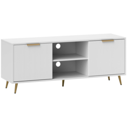 "HOMCOM Modern TV Stand Cabinet for TVs up to 55"", TV Unit with Shelves and Cabinets, Entertainment Centre for Living Room, White - Aosom UK"