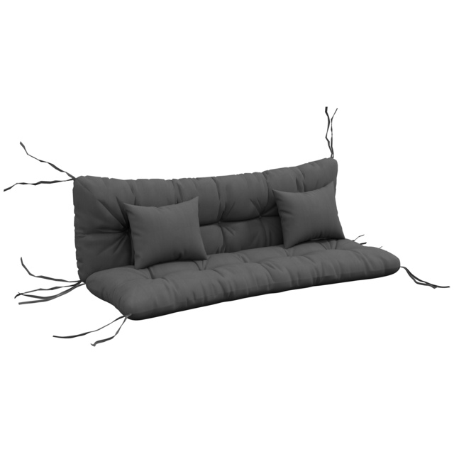 Outsunny Patio Chair Cushion Refresh: 4-Piece Set with Back & Seat Pads, 2 Pillows, Ties, Charcoal Grey Hue - Aosom UK - image 1