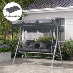 Outsunny Patio Chair Cushion Refresh: 4-Piece Set with Back & Seat Pads, 2 Pillows, Ties, Charcoal Grey Hue - Aosom UK - thumbnail 2