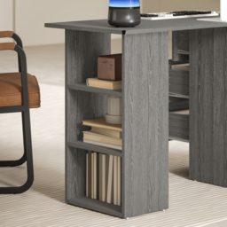 HOMCOM Computer Desk, Writing Table, PC Workstation with 3 Storage Shelves and Drawers, Silver Handle, for Home Office, Grey - thumbnail 8