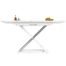 Extendable Dining Table with Locking Silent Metal Guide Rails, Space-Saving Table for 6 to 8 People, 118-157L x 75W x 76.5H cm, White - Aosom UK - thumbnail 2