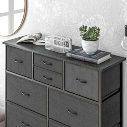 HOMCOM Bedroom Dresser: 10 Fabric Drawers, Steel Frame, Spacious Storage Solution, Ebony Shade - thumbnail 9