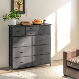 HOMCOM Bedroom Dresser: 10 Fabric Drawers, Steel Frame, Spacious Storage Solution, Ebony Shade - thumbnail 7